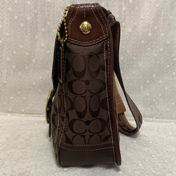 *SOLD*Coach Bleecker 65th Anniversary Jaquared Canvas Leather Shoulder Bag/Brown - Picture 8 of 17